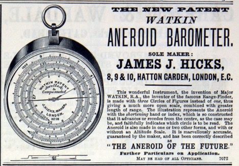 Watkin Patent Extended Scale Barometer Altimeter by Hicks
