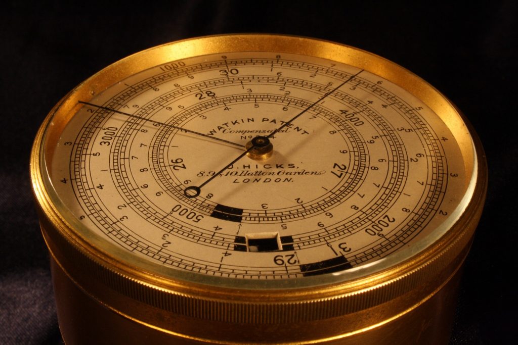 WATKIN PATENT EXTENDED SCALE BAROMETER ALTIMETER BY HICKS No 354 c1888