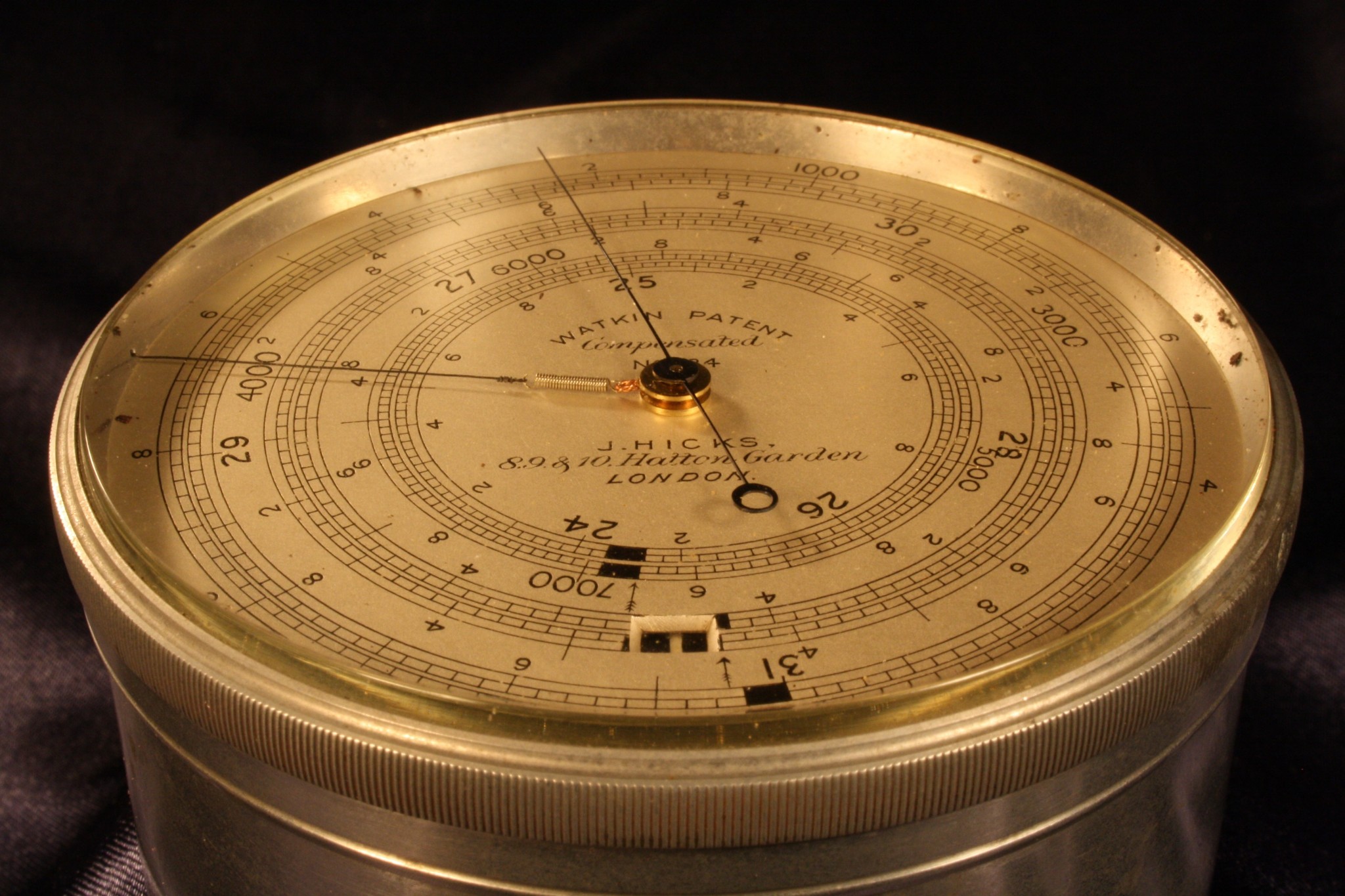 WATKIN PATENT EXTENDED SCALE BAROMETER ALTIMETER BY HICKS No 934 c1890