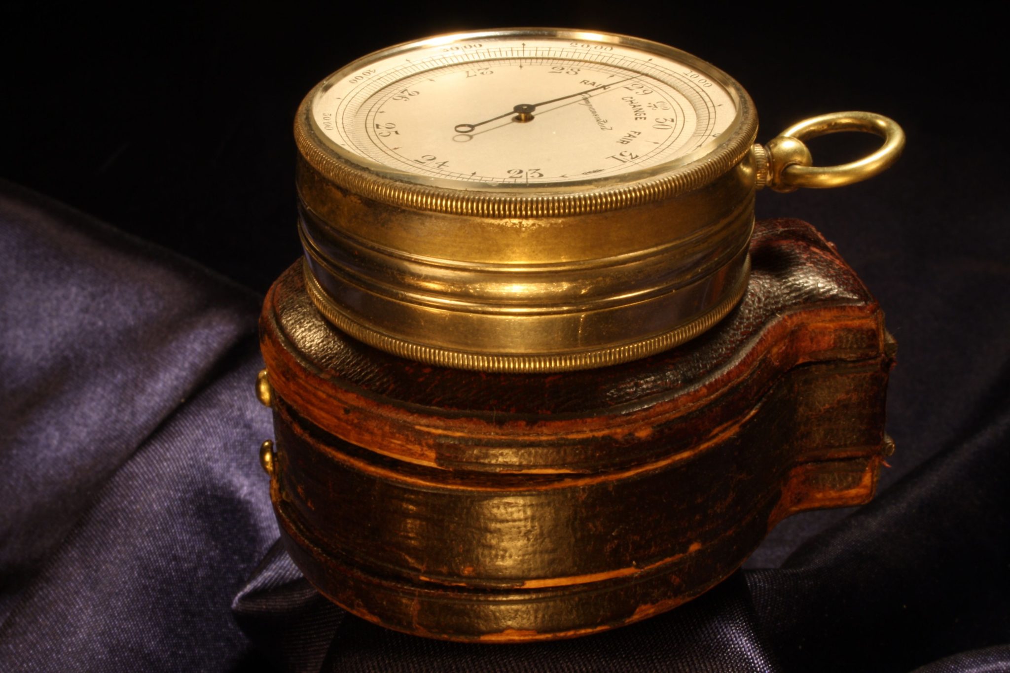 Image of Nickel Brass Pocket Barometer Compendium c1870