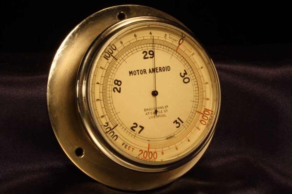 NICKEL PLATED BRASS MOTOR ANEROID BAROMETER ALTIMETER BY CHADBURNS