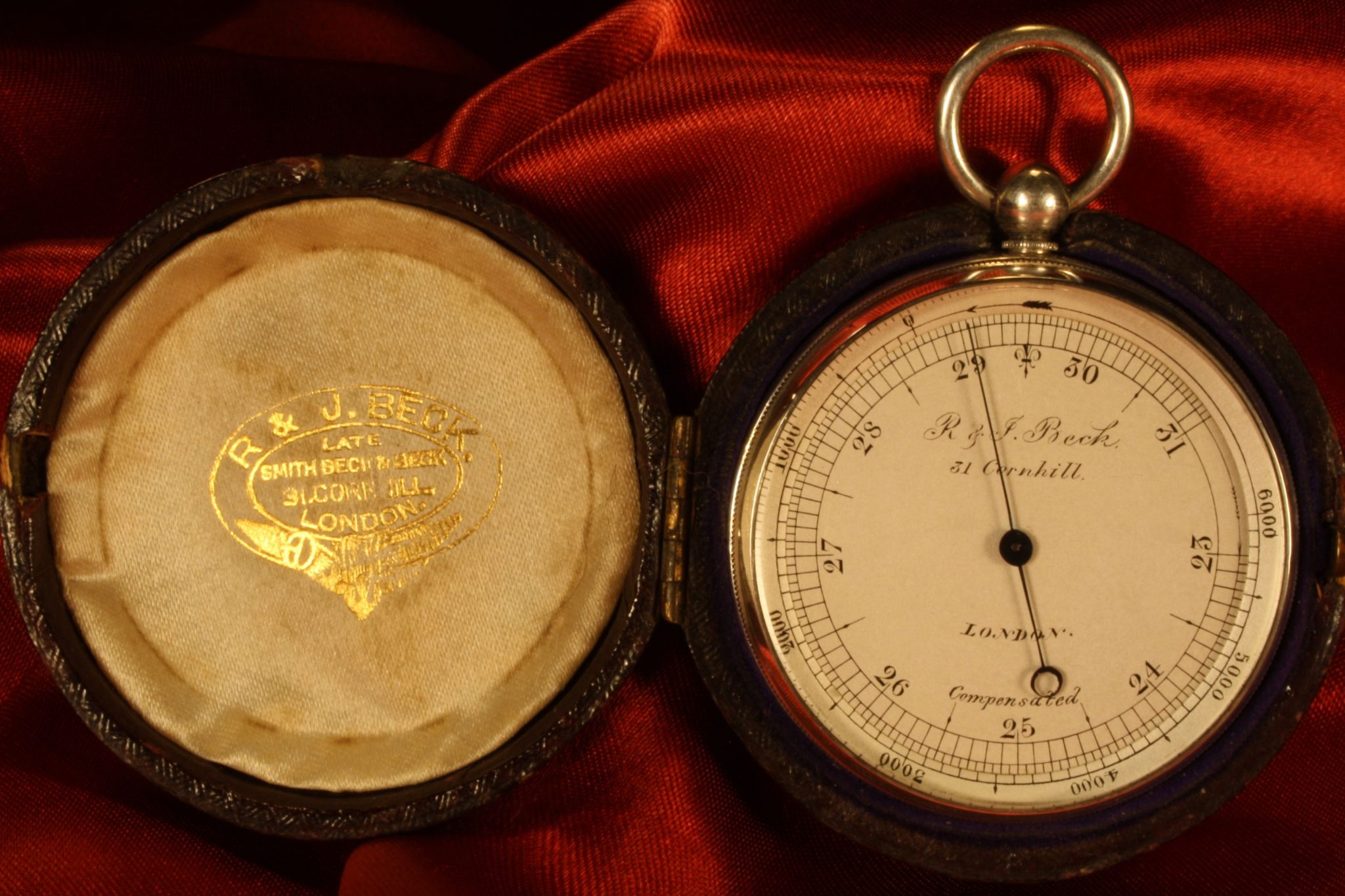 Image of German Silver Pocket Barometer by Negretti & Zambra Retailed by Beck c1867
