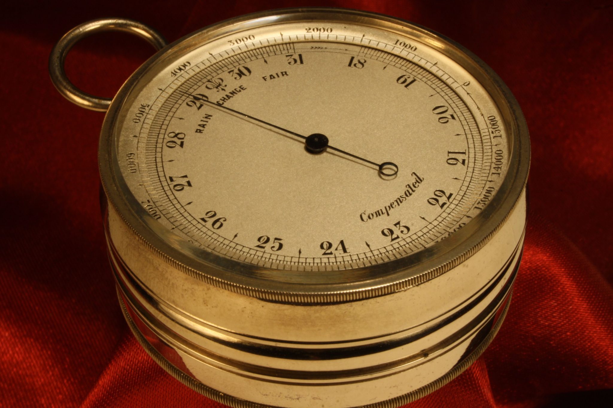 Image of Nickel Brass Pocket Barometer Compendium c1870