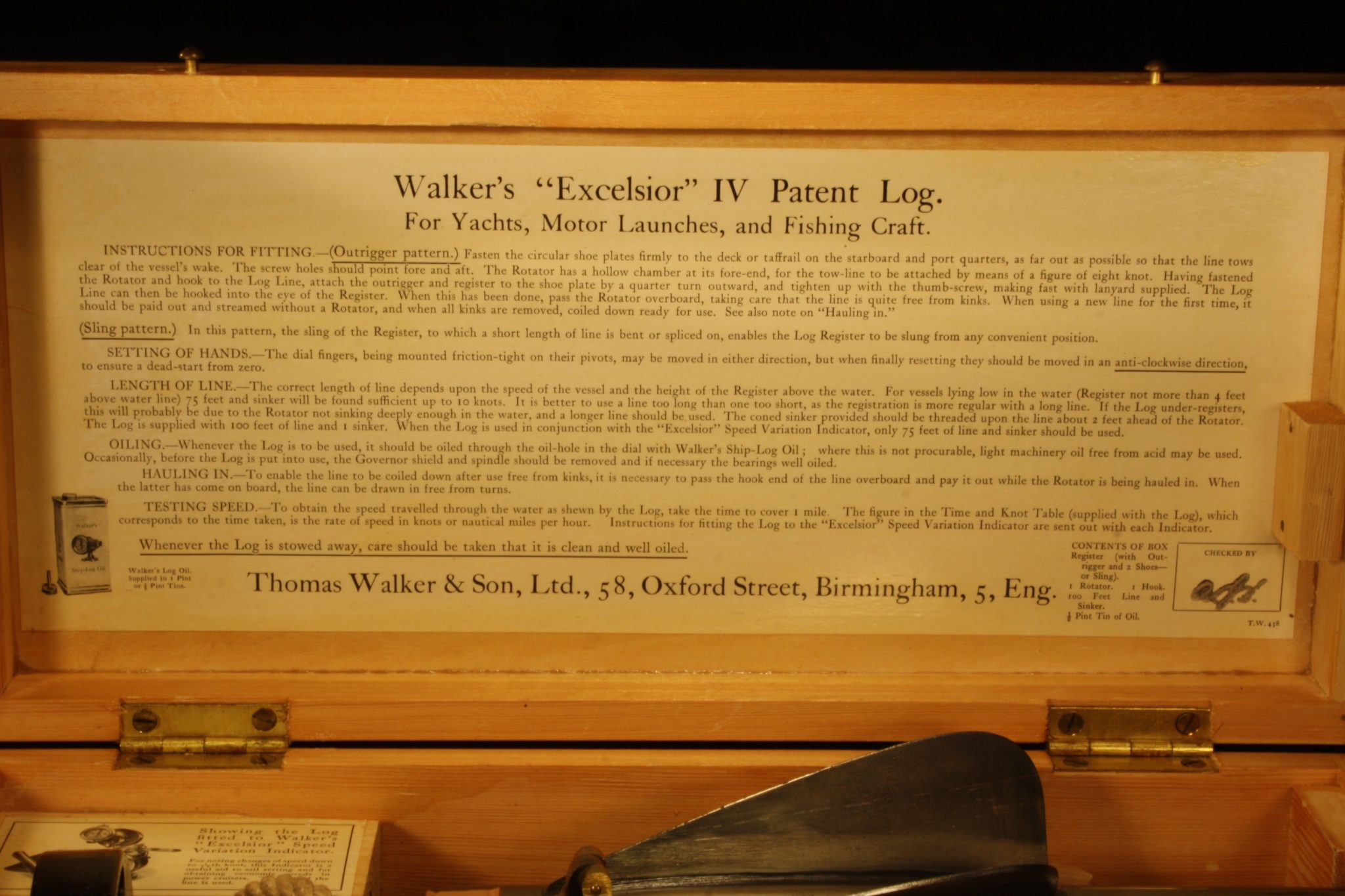 Image of Walker's Excelsior IV Log c1941
