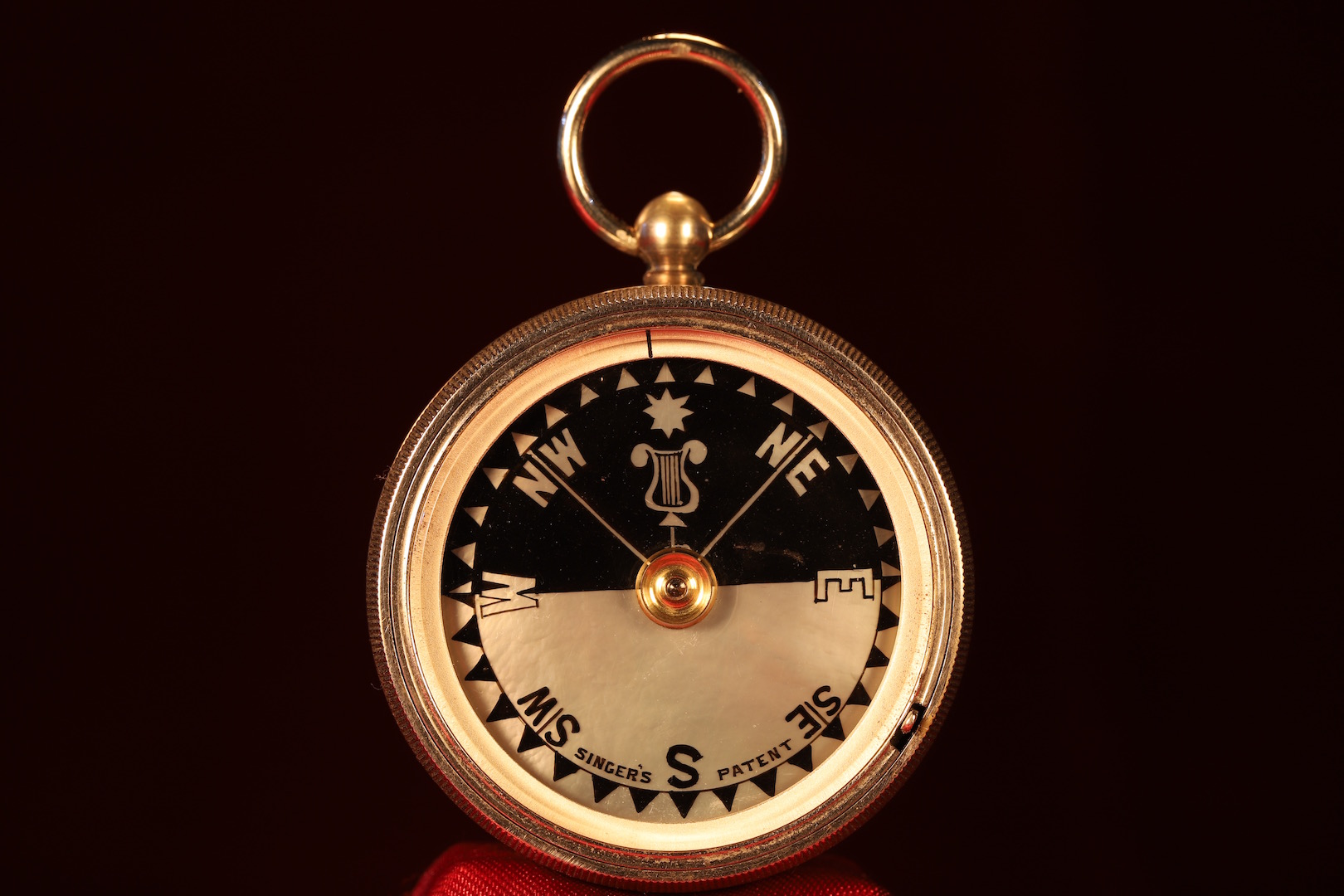 Image of Nickel Brass Pocket Barometer Altimeter Compass Compendium c1880