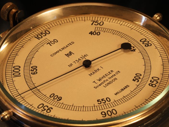 WWII SUBMARINE COMPARTMENT AIR PRESSURE GAUGE BY WHEELER No 7343 c1941 – Sold