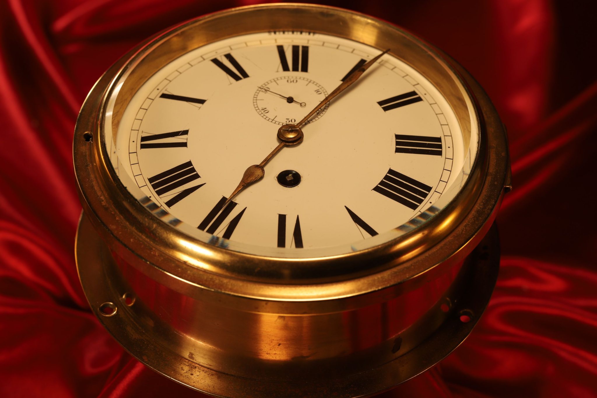Image of Victorian Brass Ship's Clock c1880