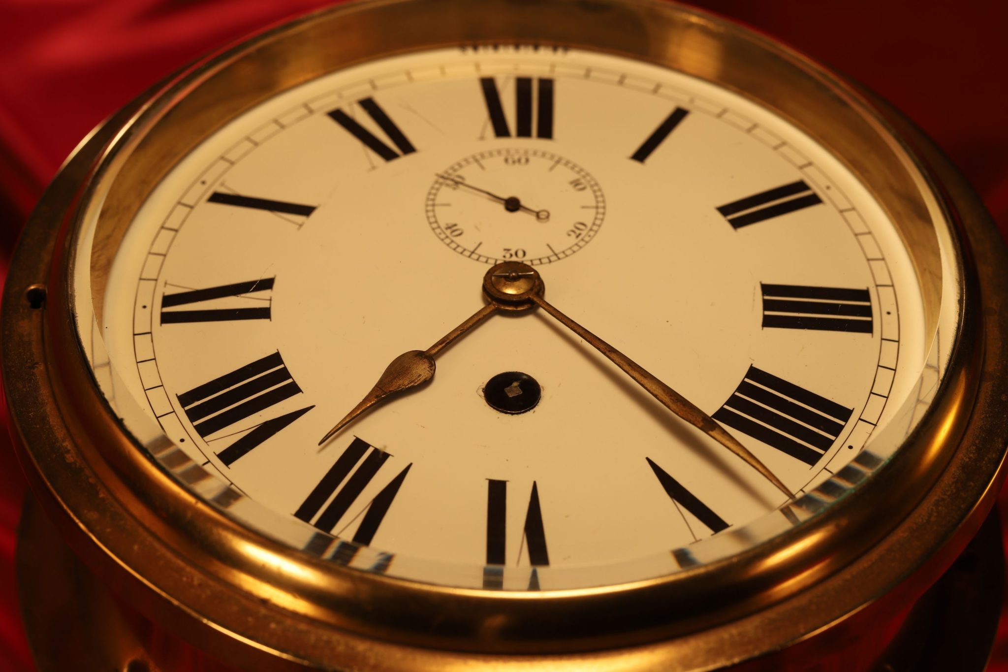 Image of Victorian Brass Ship's Clock c1880