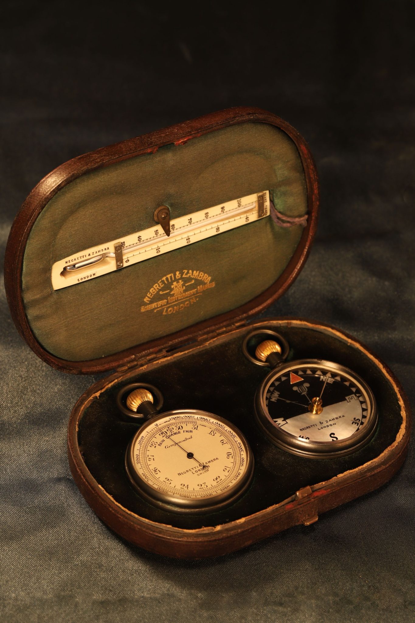 Image of Negretti & Zambra Pocket Barometer Travel Compendium No 20140 c1910