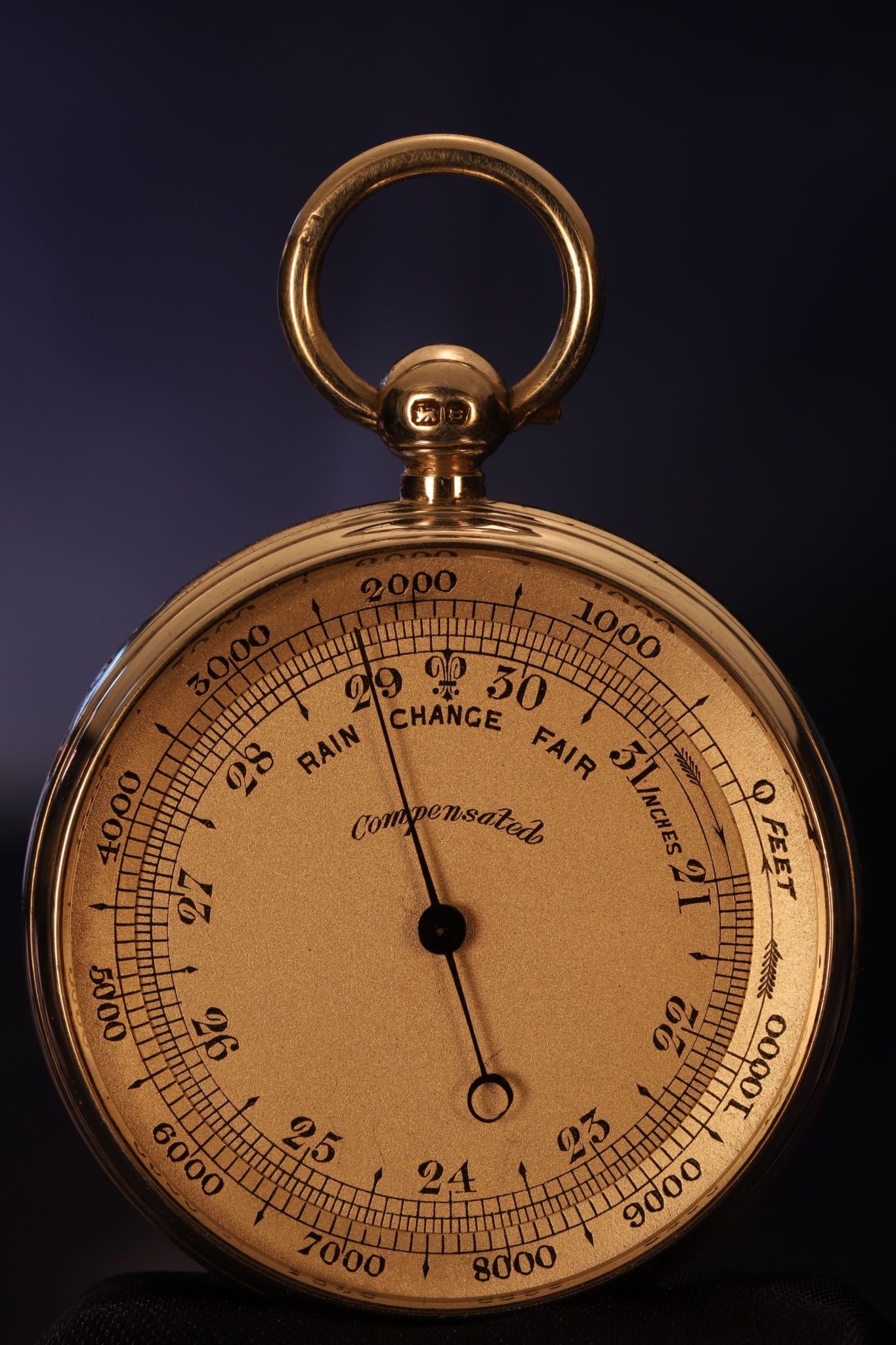 Image of Silver Pocket Barometer Compendium in Case by Lewis Nightingale c1895