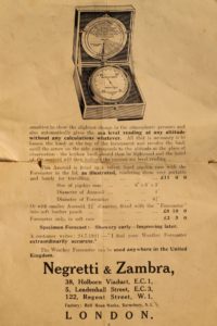 Image of Negretti & Zambra Brass Forecaster & Weather Aneroid Instructions