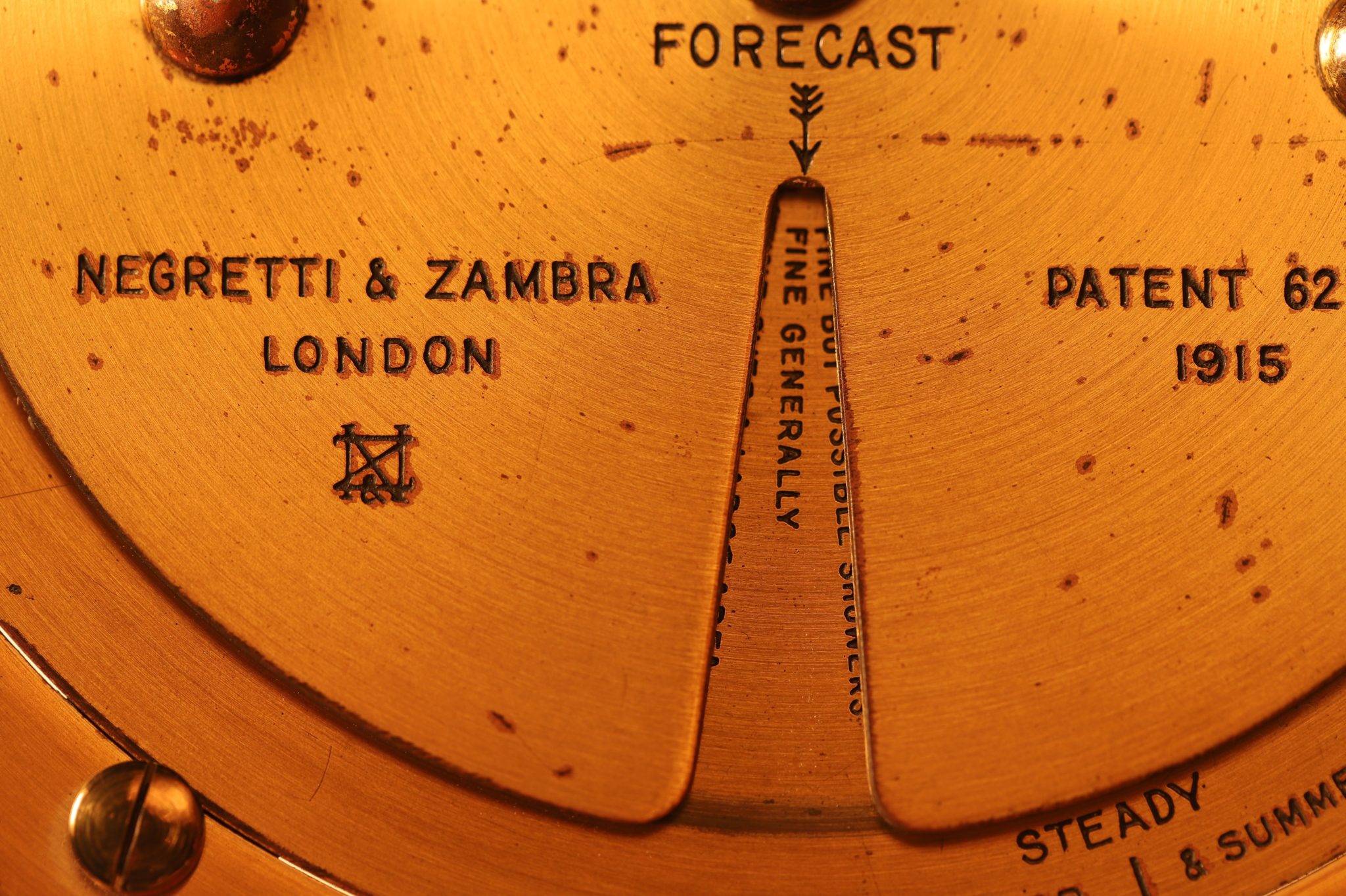 Image of Negretti & Zambra Brass Weather Forecaster c1925