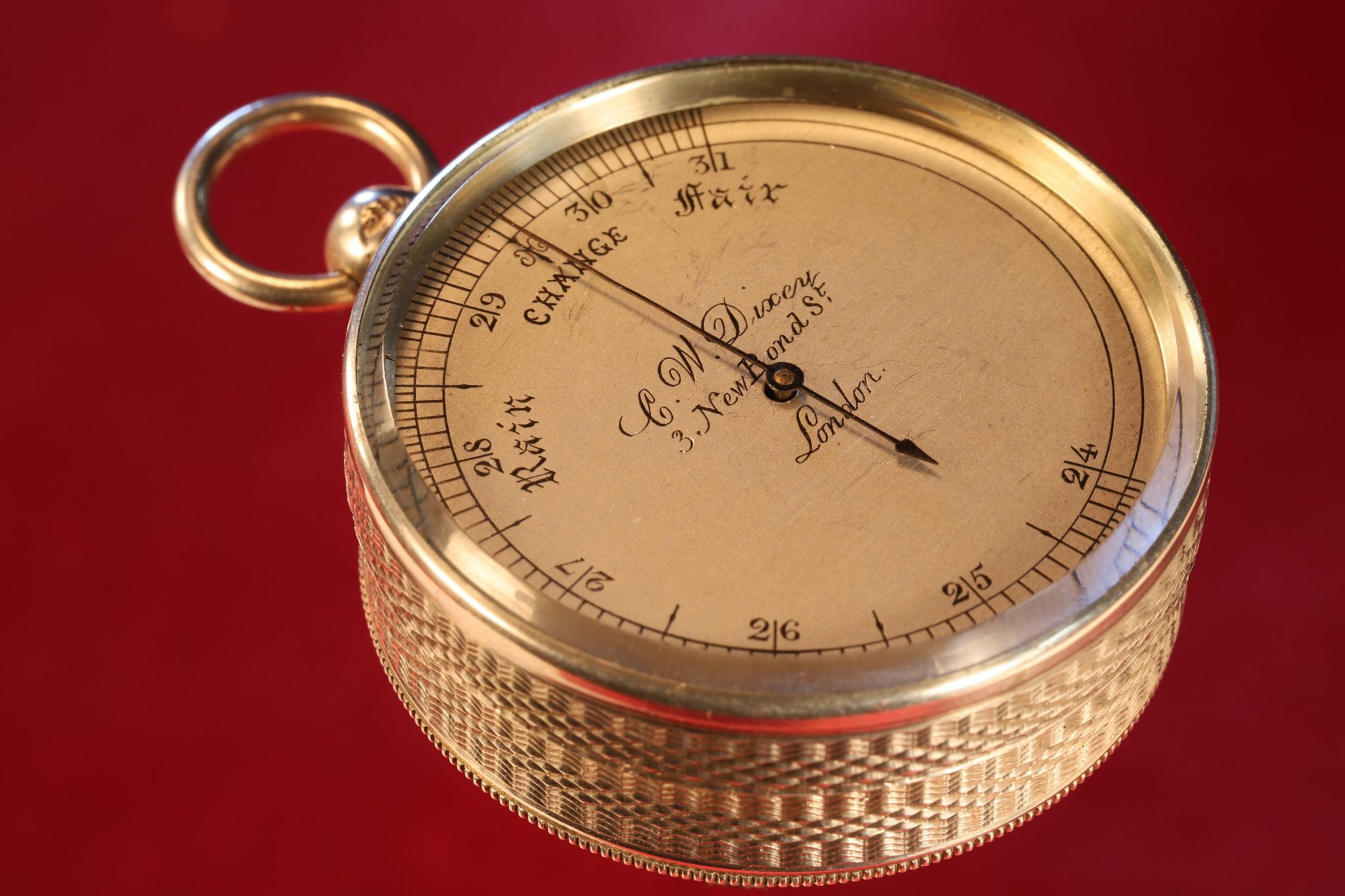 VERY EARLY MINIATURE SILVER POCKET BAROMETER BY DIXEY No 66 c1865