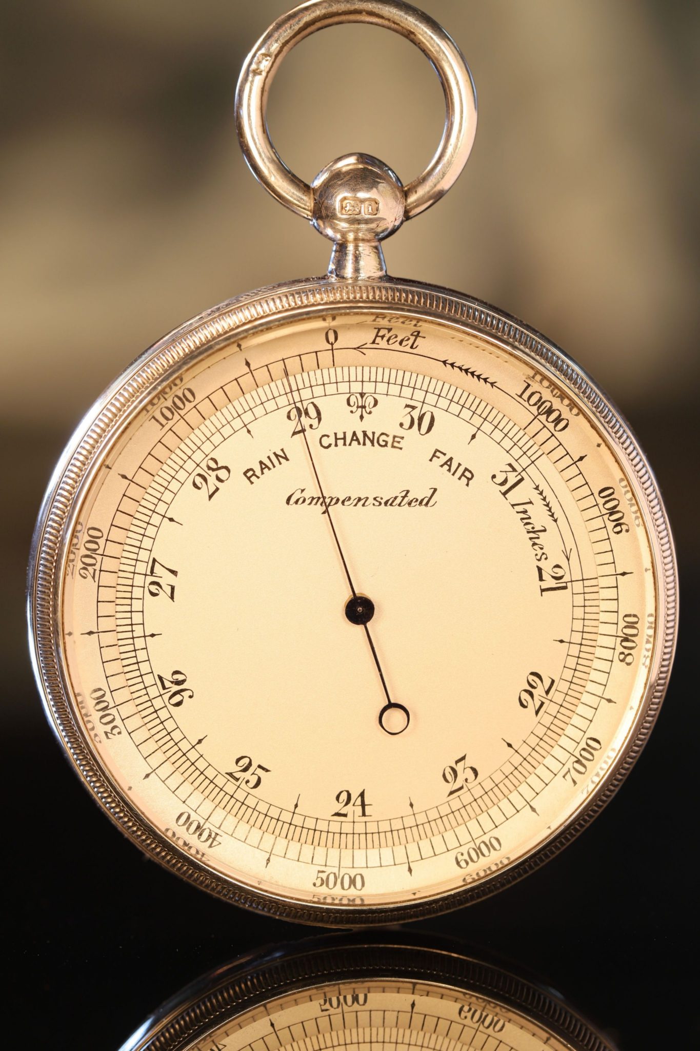 Image of Negretti & Zambra Silver Pocket Barometer with Case by Oliver c1908