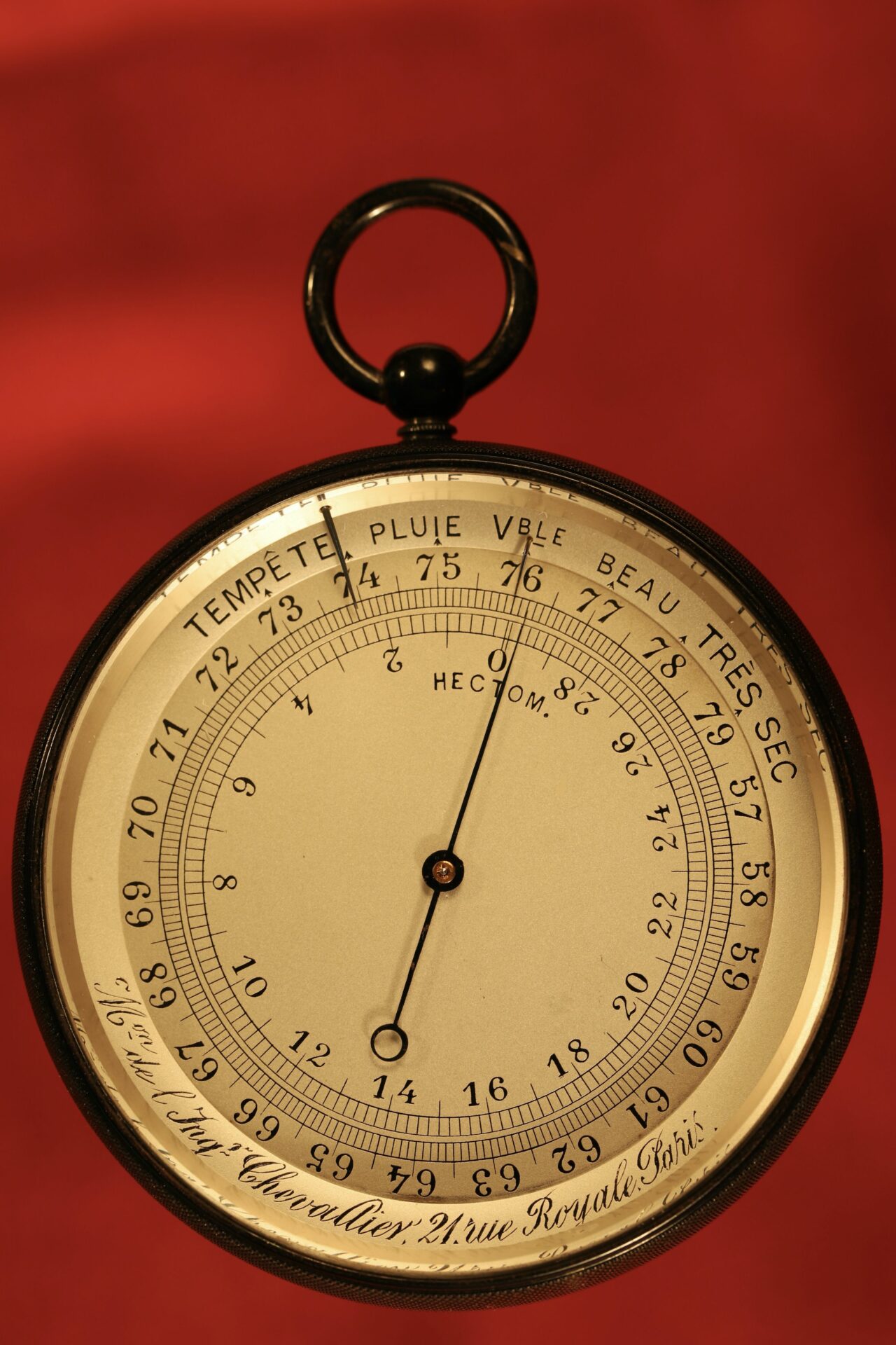 Image of dial of French Scientific Pocket Barometer Altimeter c1890