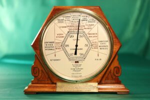 Image of front of Short & Mason Hexagonal Stormoguide Barometer c1935