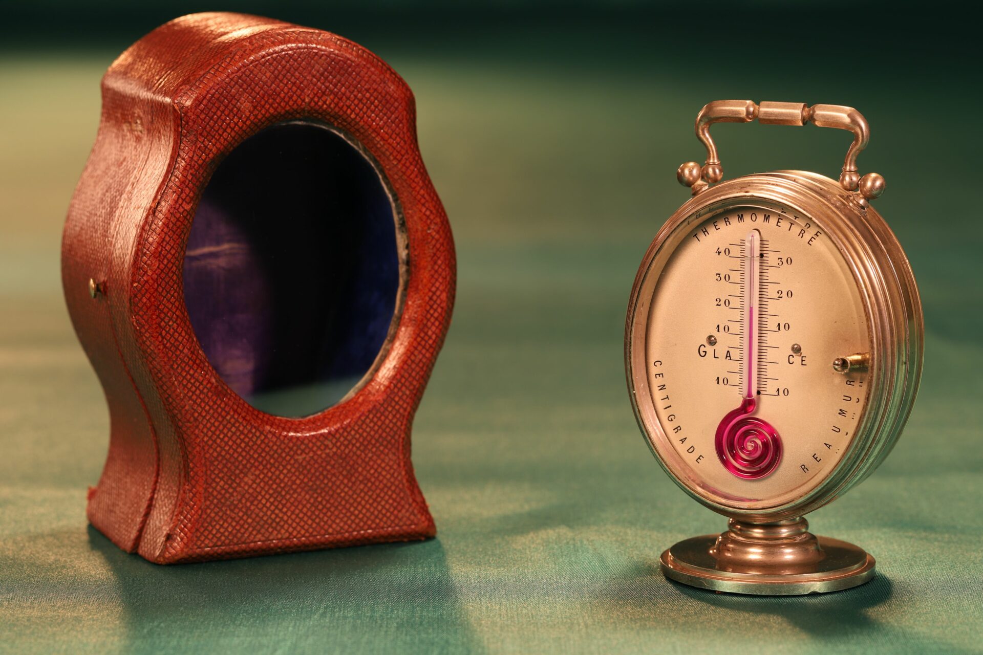 Image of Redier Travel Compendium showing the Thermometer and the Original Travel Case c1880