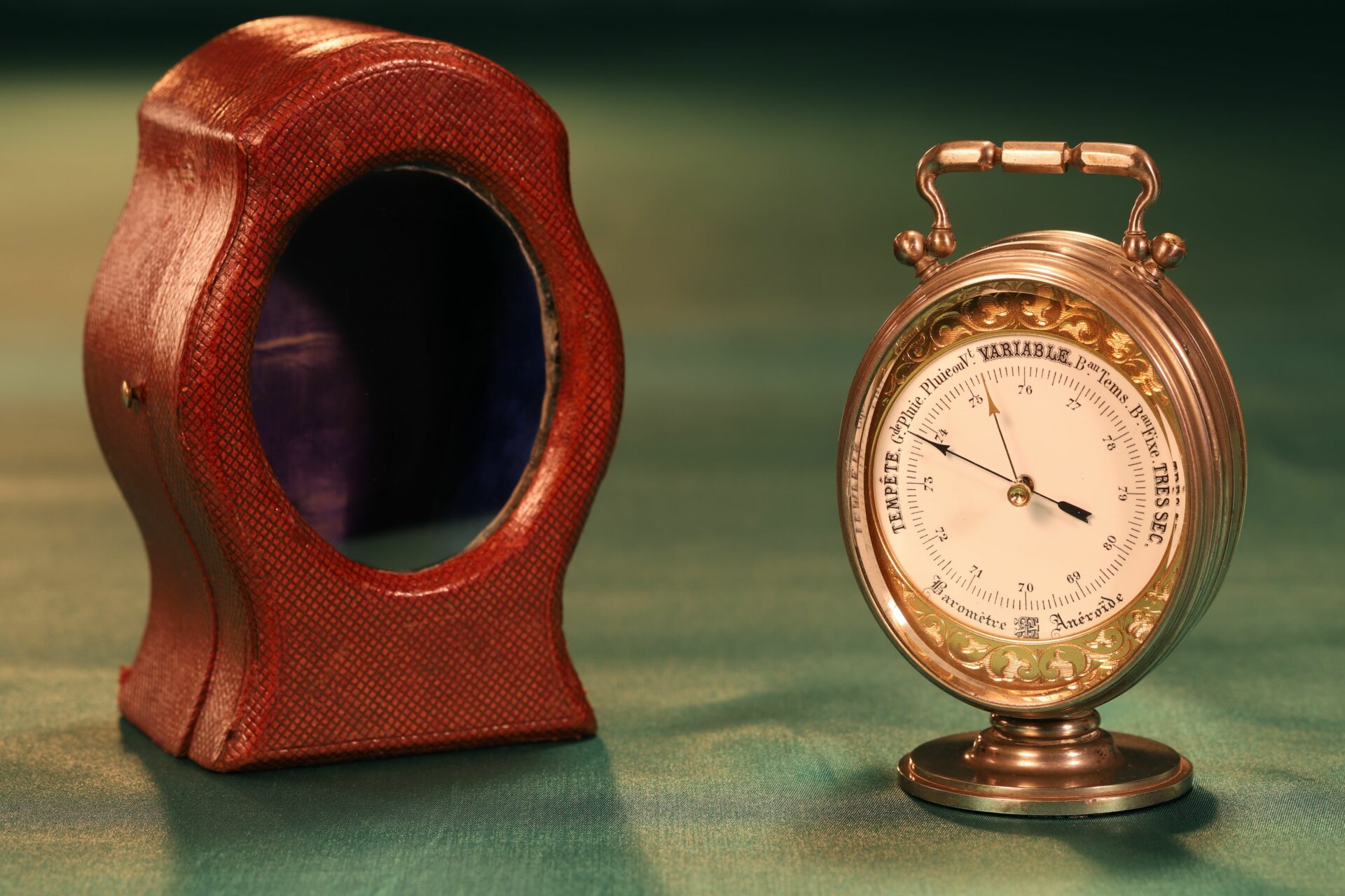 Image of Redier Travel Compendium showing the Barometer and the Original Travel Case c1880