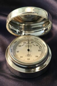 Negretti & Zambra Pocket Barometer in Silver Case by Mappin & Webb c1927 taken from front