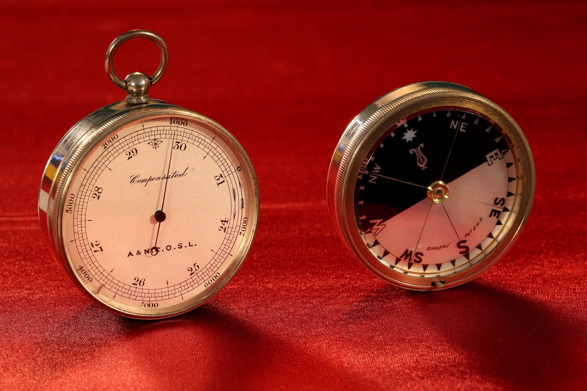 Image of pocket barometer and compass from Army & Navy COSL Pocket Barometer Compendium c1880