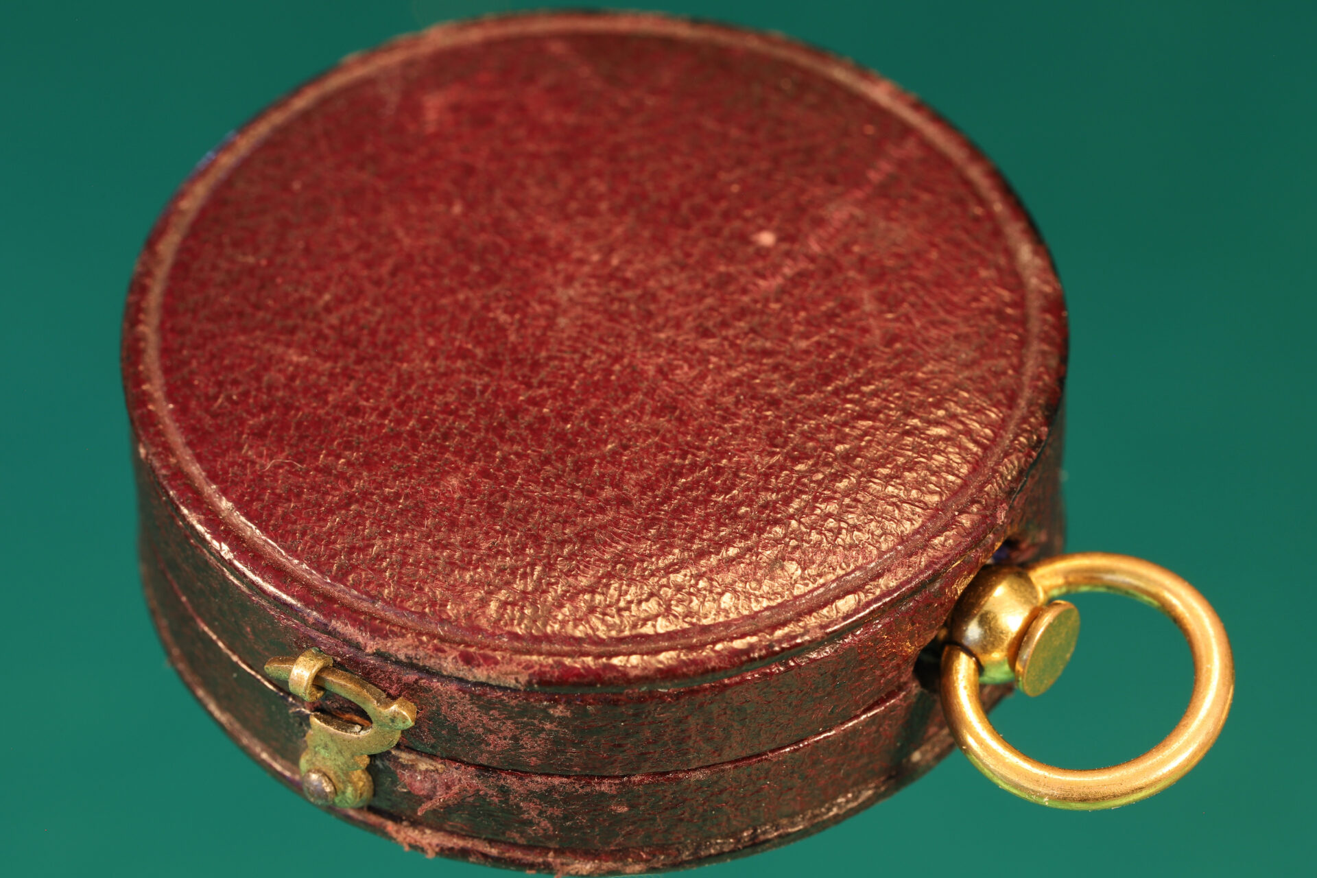 Image of closed travel case for Negretti & Zambra Gilt Brass Pocket Compass c1870