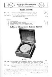 Page from Short & Mason - Taylor Instruments Catalogue of 1911 showing Cabin or Chronometer Pattern Aneroid