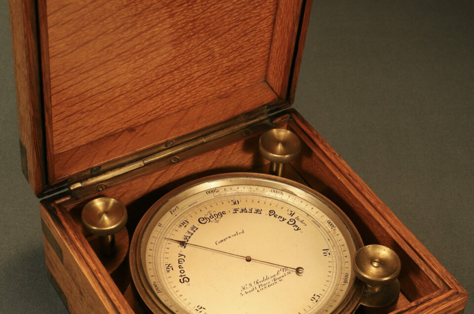 FINE SHORT & MASON CHART TABLE BAROMETER IN OAK CASE c1906 Vavasseur