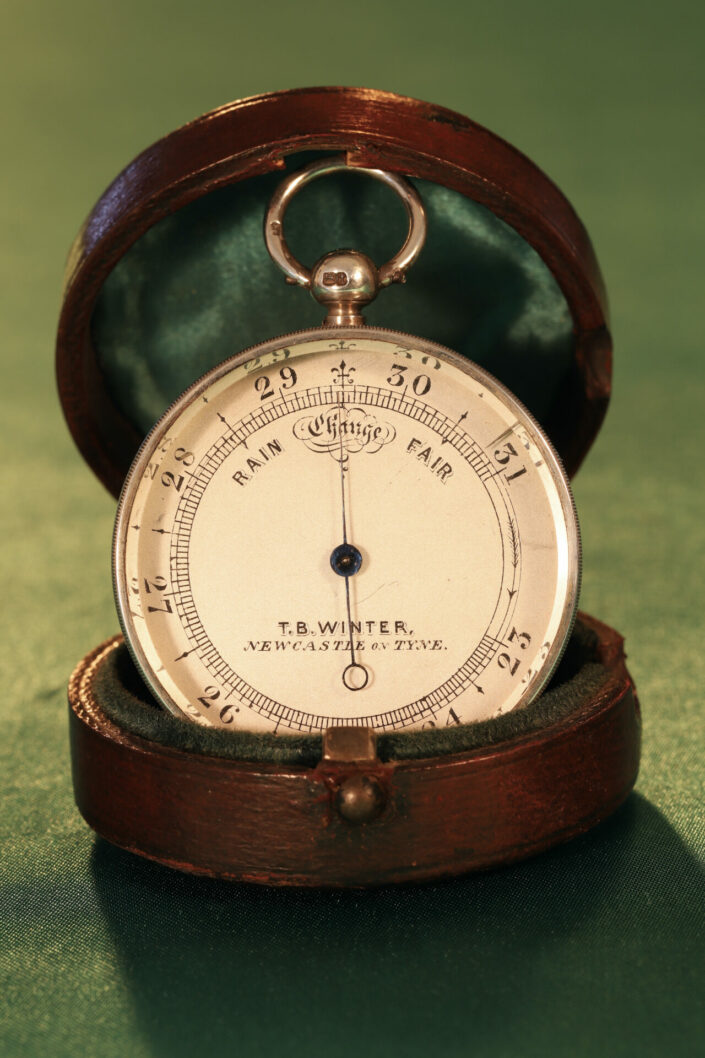 EARLY SILVER POCKET BAROMETER RETAILED BY TB WINTER c1864