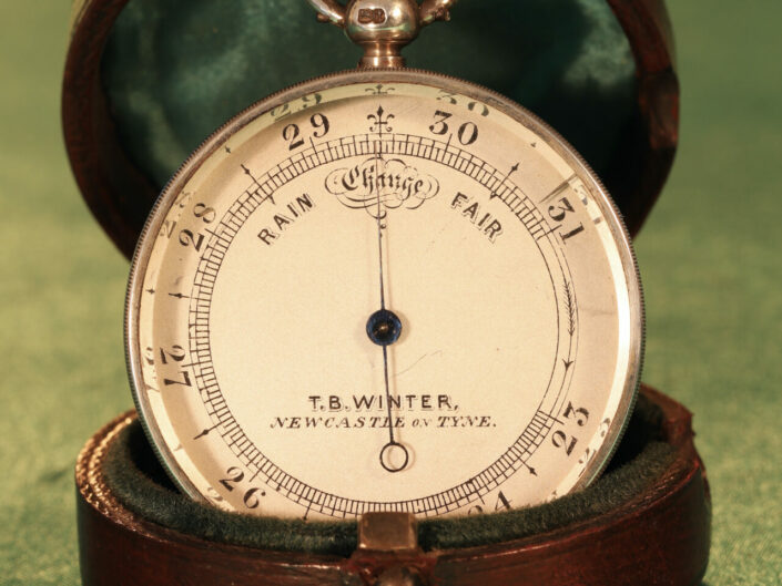 EARLY SILVER POCKET BAROMETER RETAILED BY TB WINTER c1864