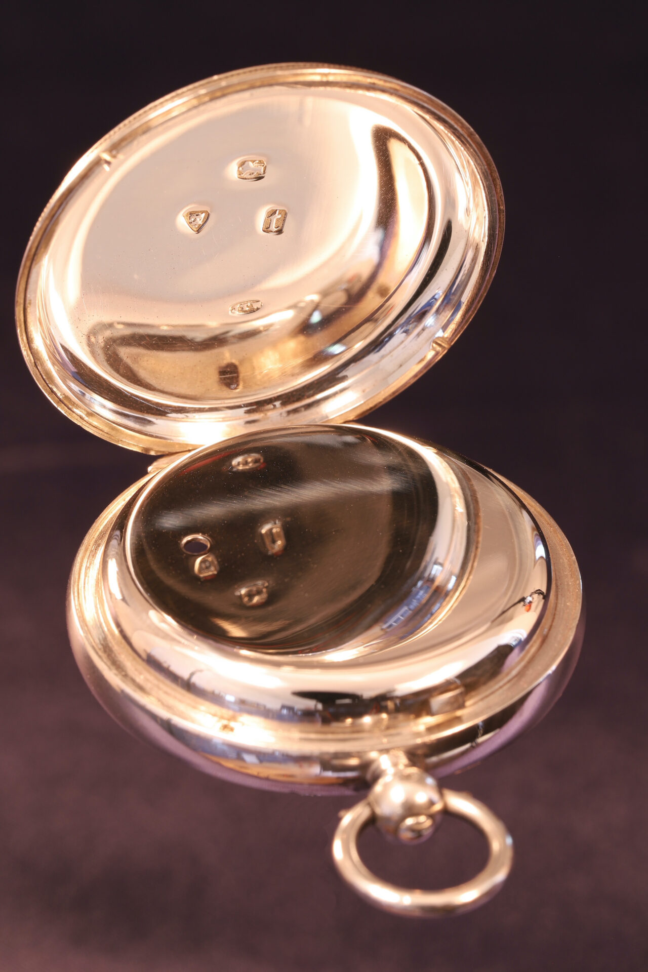 Image of opened back of Casella Silver Pocket Barometer No 2013 showing hallmarks