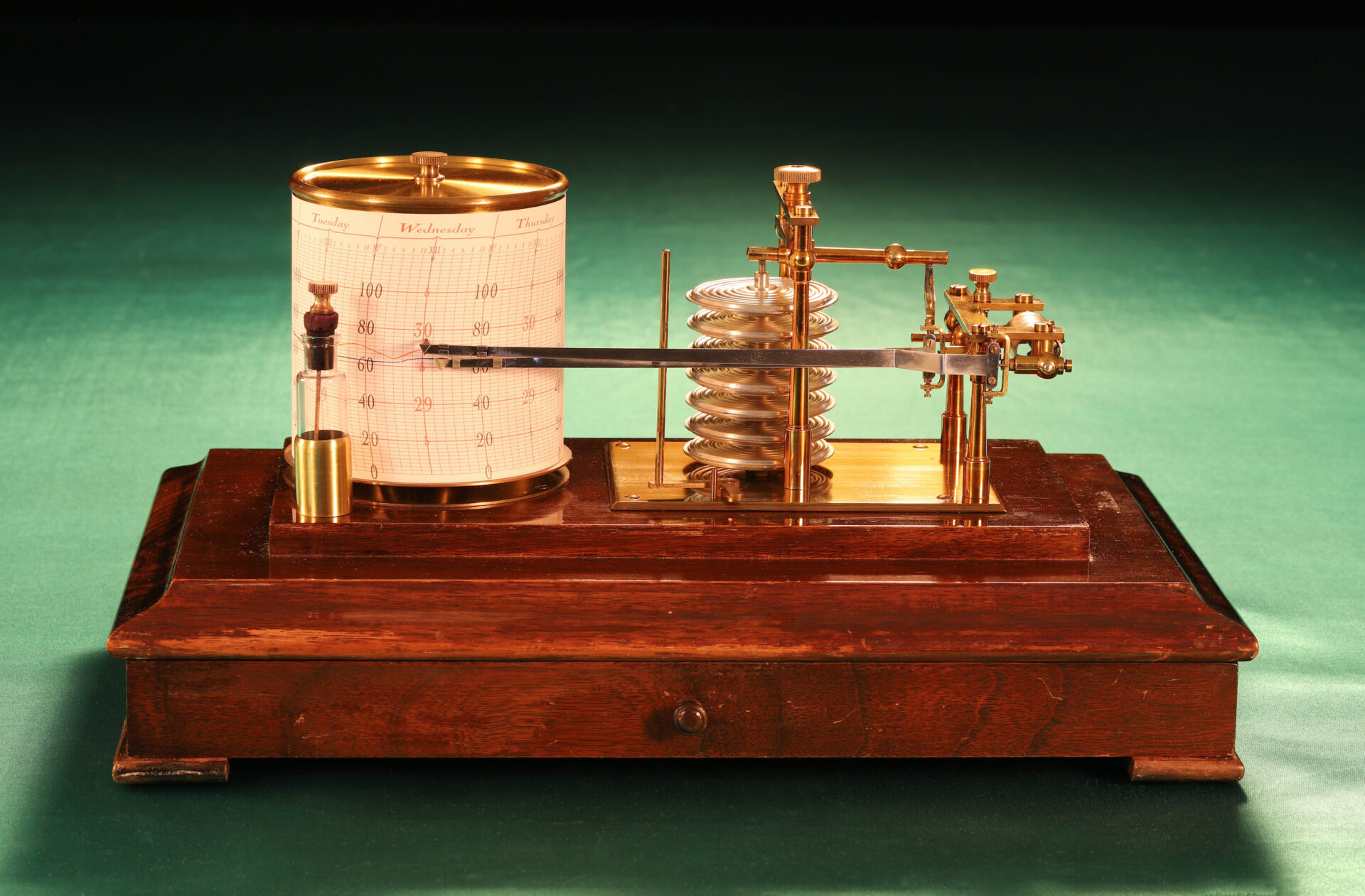 Image of barothermograph from the front with lid removed