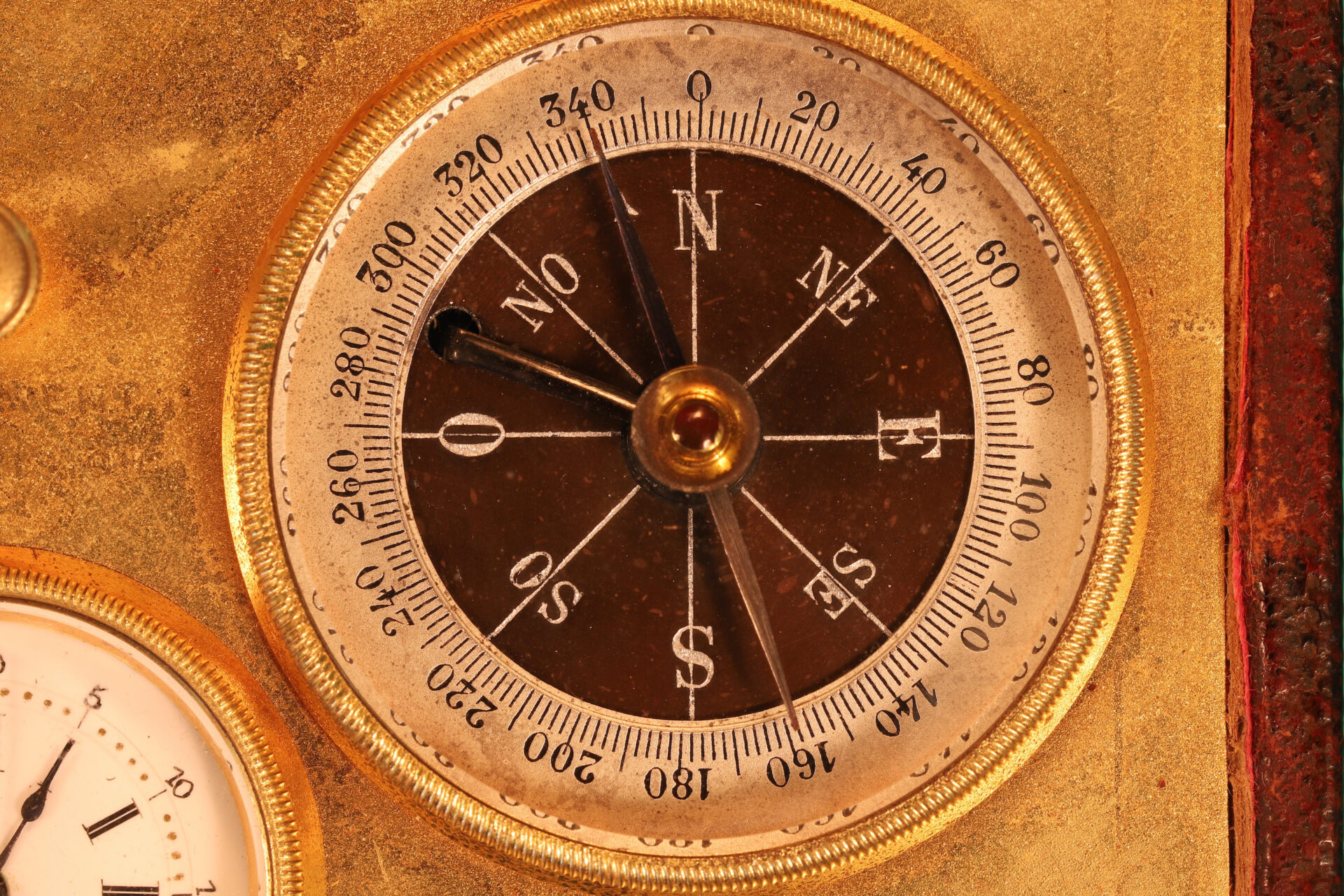 Close up of compass from French Travel Compendium Retailed by Hazebroucq c1900