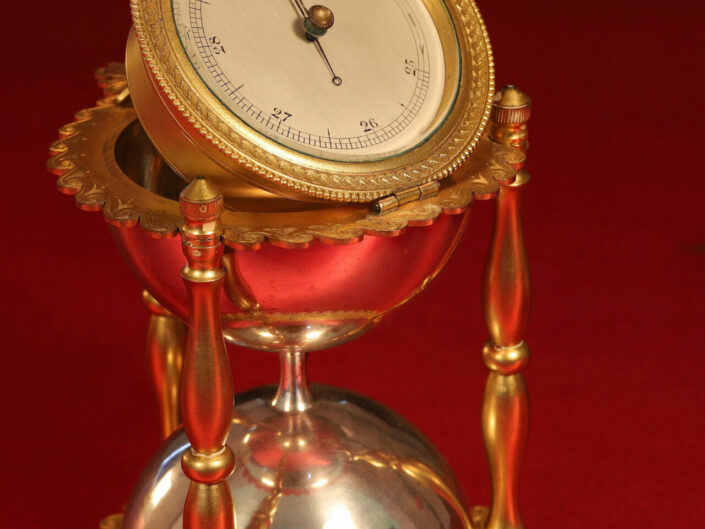 NOVELTY ORMOLU AND SILVER PLATED DESK BAROMETER BY GEORGE BETJEMANN No 2 c1880