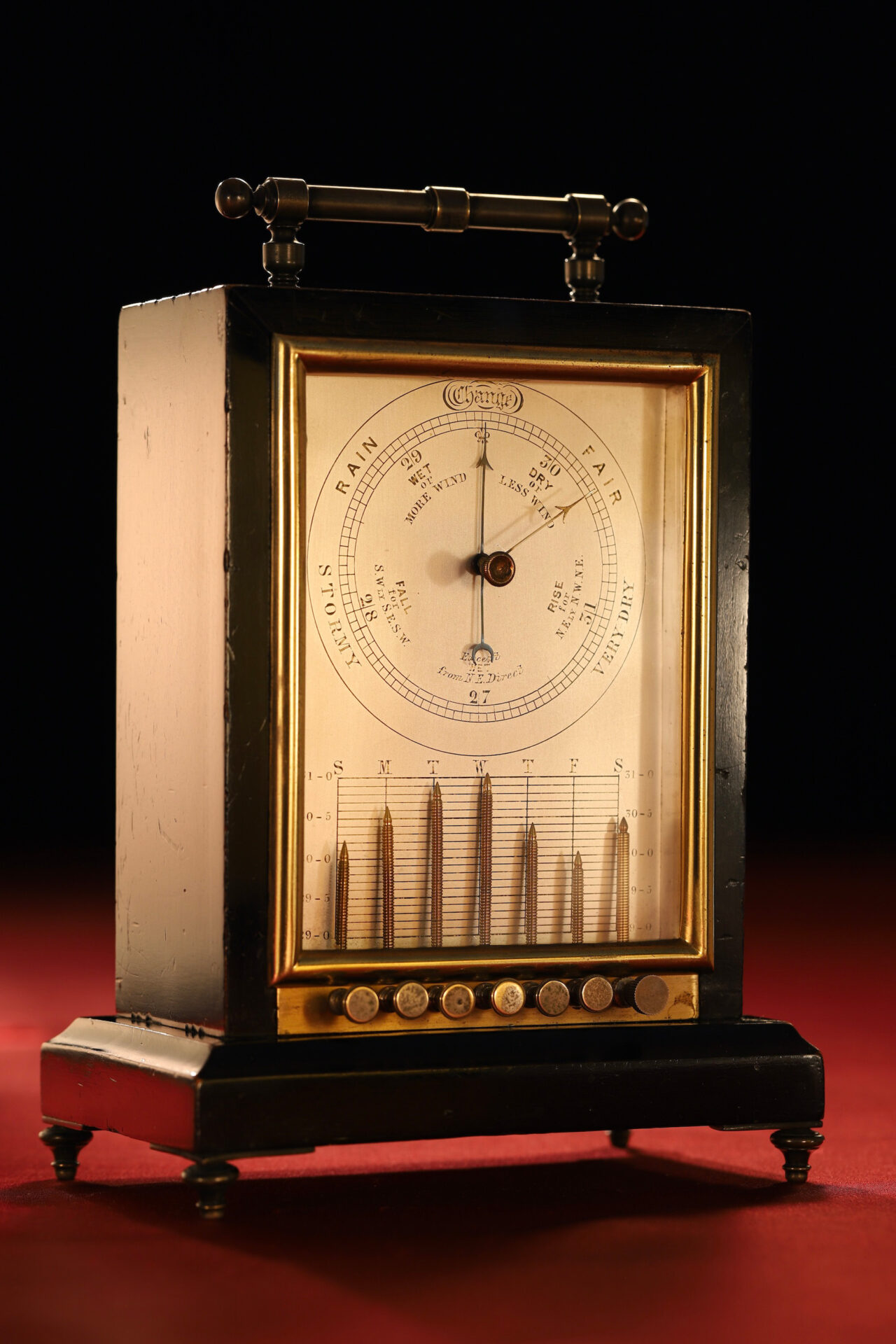 VERY RARE FRENCH ANEROID RECORDING BAROMETER OR BAROGRAPH c1870