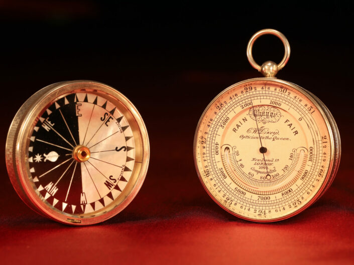 RARE SILVER POCKET BAROMETER COMPASS COMPENDIUM BY DIXEY No 1093 c1880 – Sold