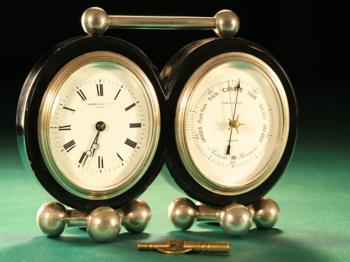 FRENCH CLOCK AND ANEROID BAROMETER DESK COMPENDIUM BY REDIER c1880