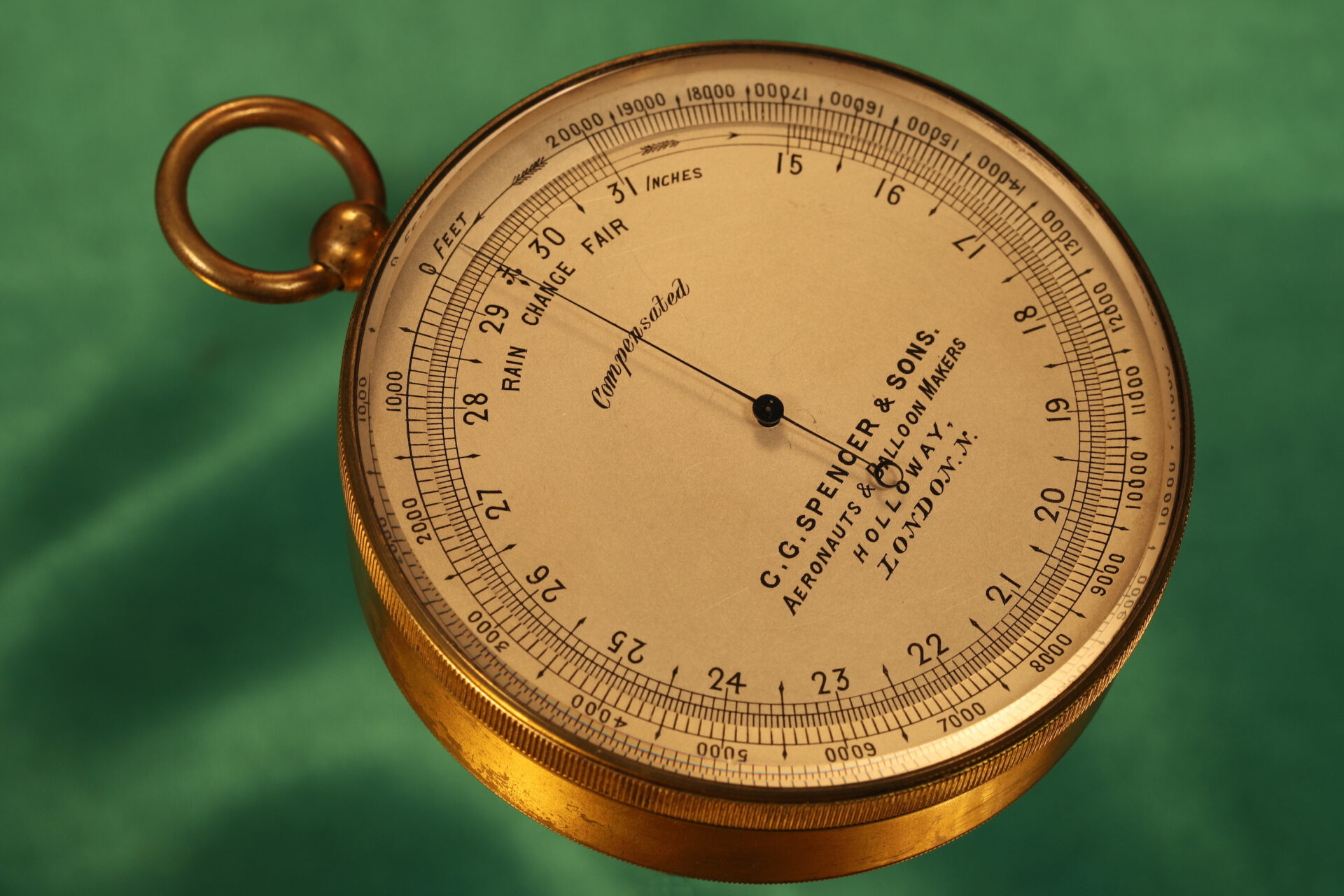 LARGE POCKET ALTIMETER FOR SPENCER, AERONAUTS AND BALLOON MAKERS c1892
