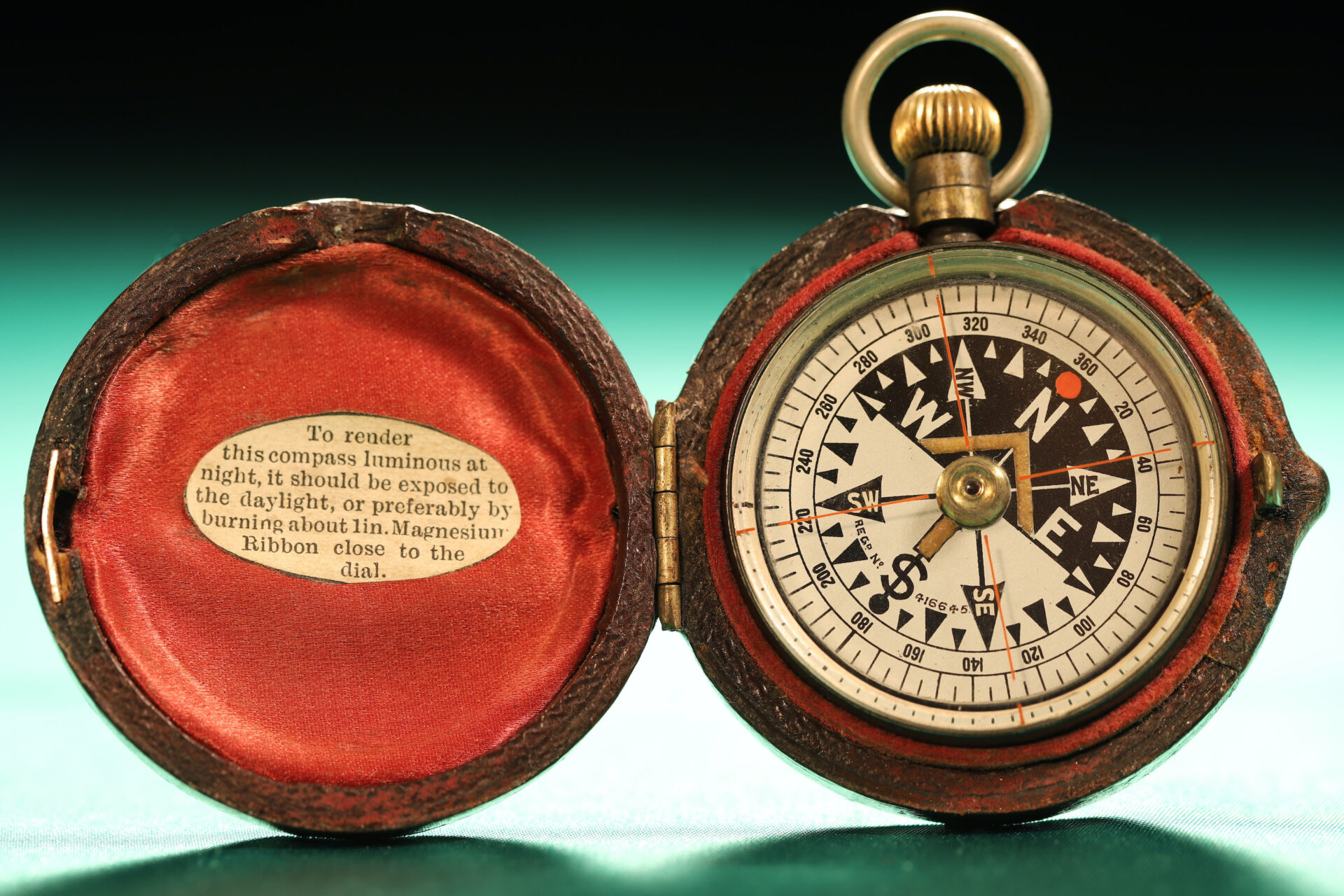 ANTIQUE POCKET COMPASS WITH RGS DIAL BY BARKER c1905