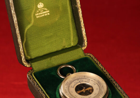 NICKEL-PLATED POCKET BAROMETER COMPASS COMPENDIUM BY MAXANT c1900