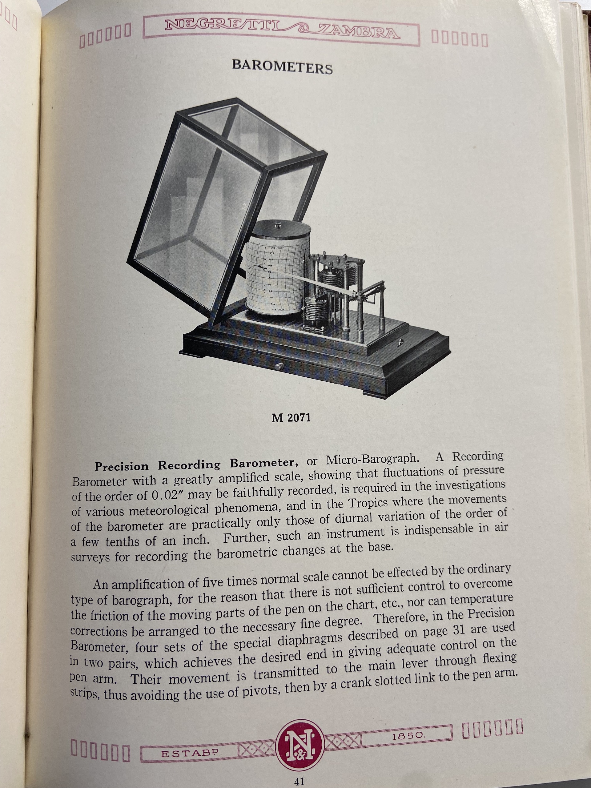 Negretti & Zambra M2 Catalogue c1935