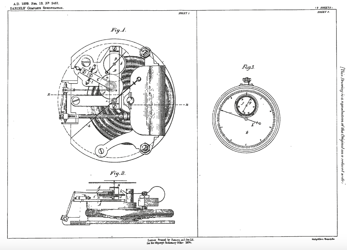 Drawing from Daniels’ Patent No 2457
