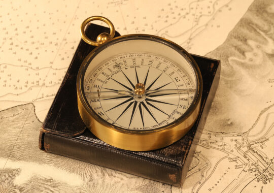 UNUSUALLY LARGE OPEN FACED COMPASS BY FRANCIS BARKER c1885 – Sold
