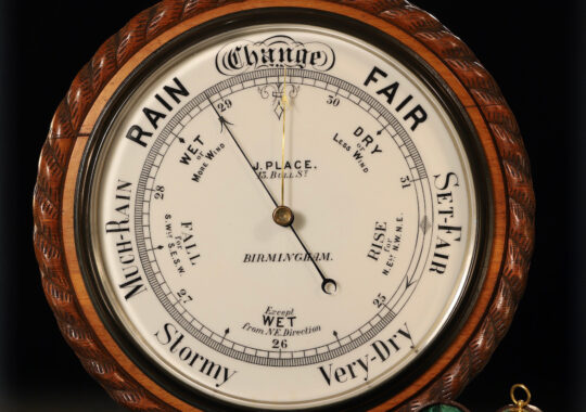 VERY LARGE AND IMPOSING WALL BAROMETER IN CARVED SURROUND c1860 – Sold