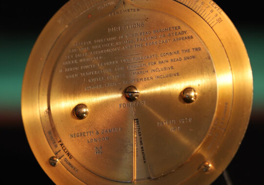 NEGRETTI & ZAMBRA BRASS DESK FORECASTER c1925