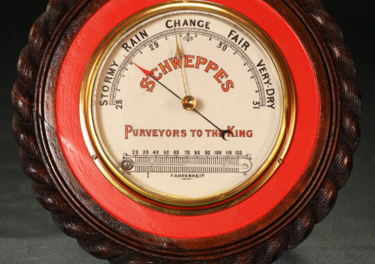 EARLY EDWARDIAN ANEROID BAROMETER FOR SCHWEPPES c1905