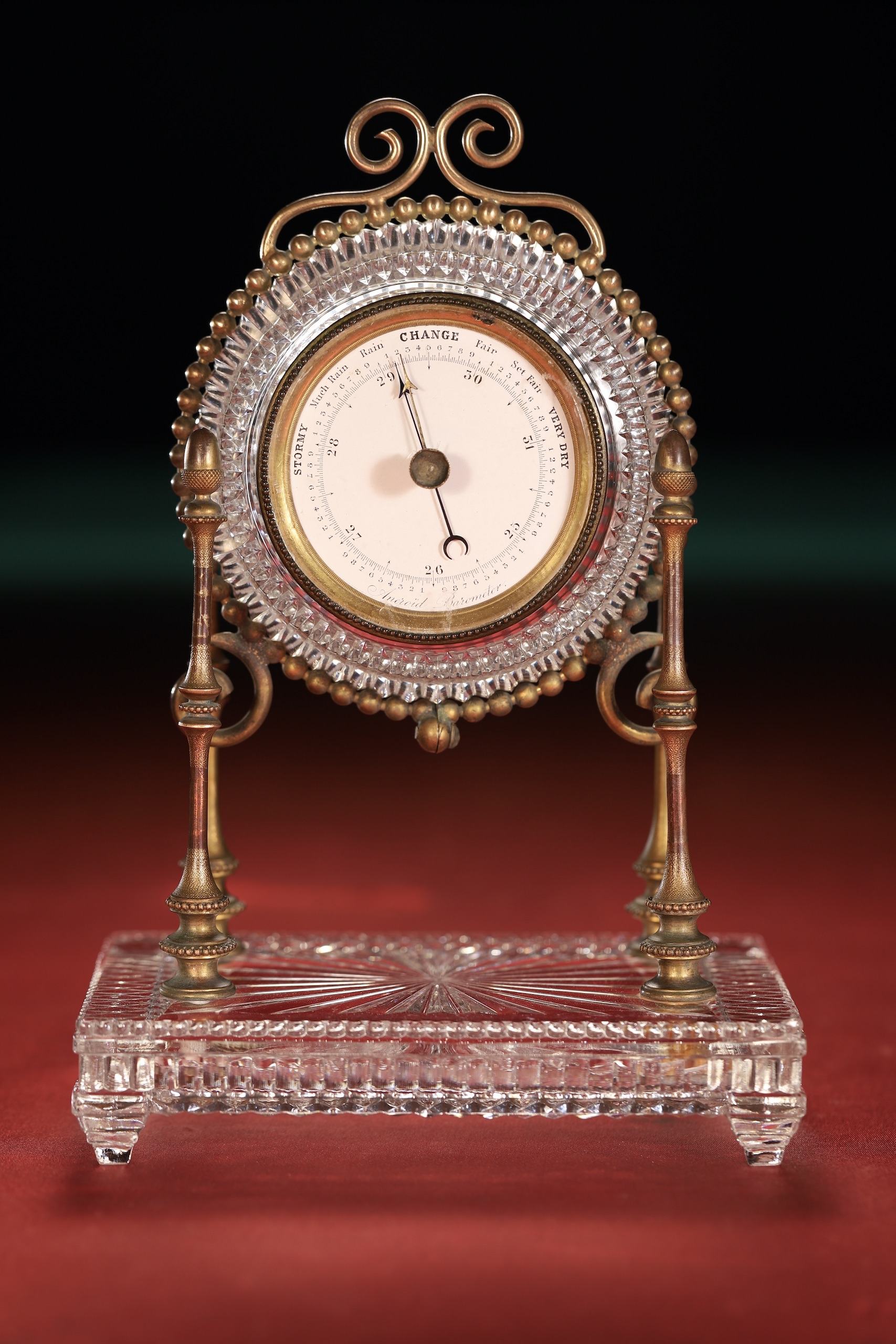 Glass & Ormolu Mantle Barometer_4