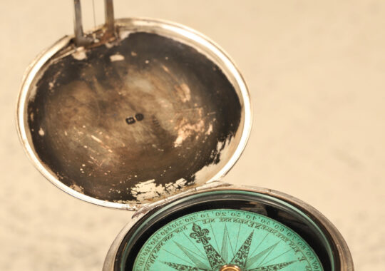 VERY SCARCE GEORGIAN SILVER PRISMATIC COMPASS BY SCHMALCALDER FOR MACRAE c1828