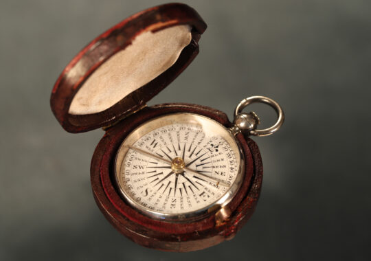 VERY SCARCE SILVER 32-WIND POCKET COMPASS BY GROVES & BARKER c1861