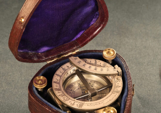 SCARCE TWIN SCALES EQUINOCTIAL SUNDIAL COMPASS BY BARKER FOR WATSON c1880
