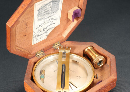 ANTIQUE AMERICAN SURVEYING COMPASS BY W & LE GURLEY c1880